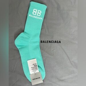 NWT BALENCIAGA Tennis Socks in Turquoise Mint, Size L!